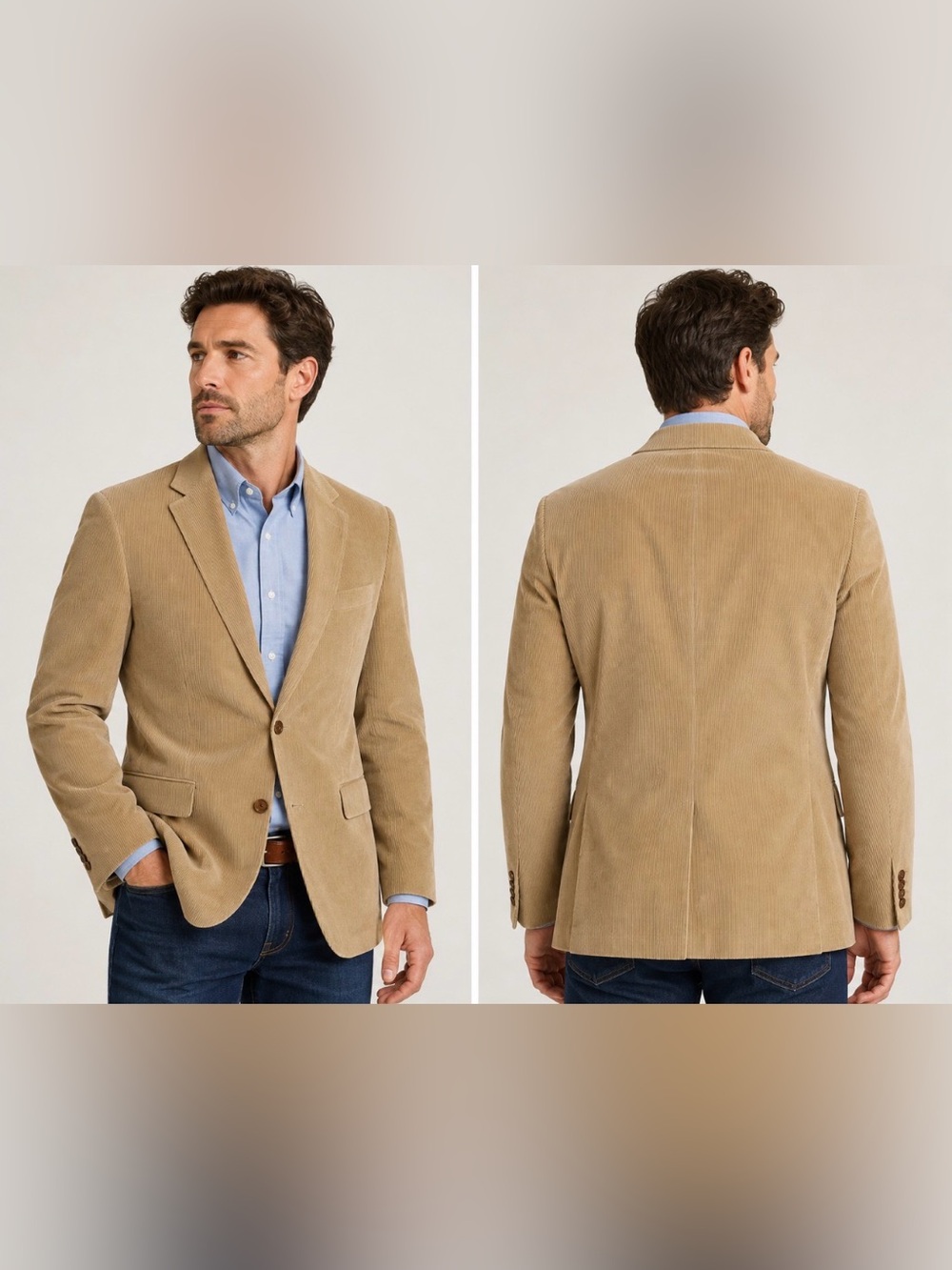 Lauren Ralph Lauren Men’s Corduroy Blazer 40L Tan Camel Sport Coat Preppy